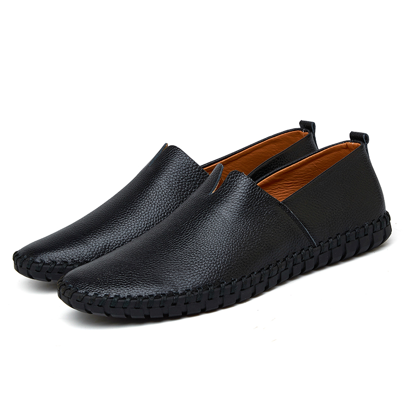 Cross-Border Popular Large Size Men'S Casual Shoes Slip-On Toe-Grain Cowhide Lazy Shoes Leather Shoes 48 Yards 49 Yards 50 Yards