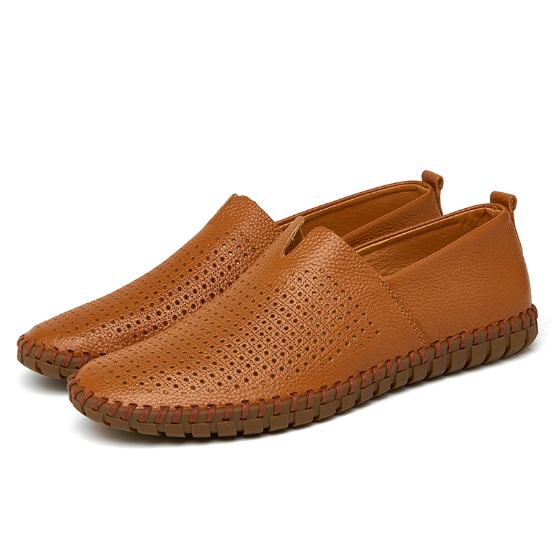 Cross-Border Popular Large Size Men'S Casual Shoes Slip-On Toe-Grain Cowhide Lazy Shoes Leather Shoes 48 Yards 49 Yards 50 Yards