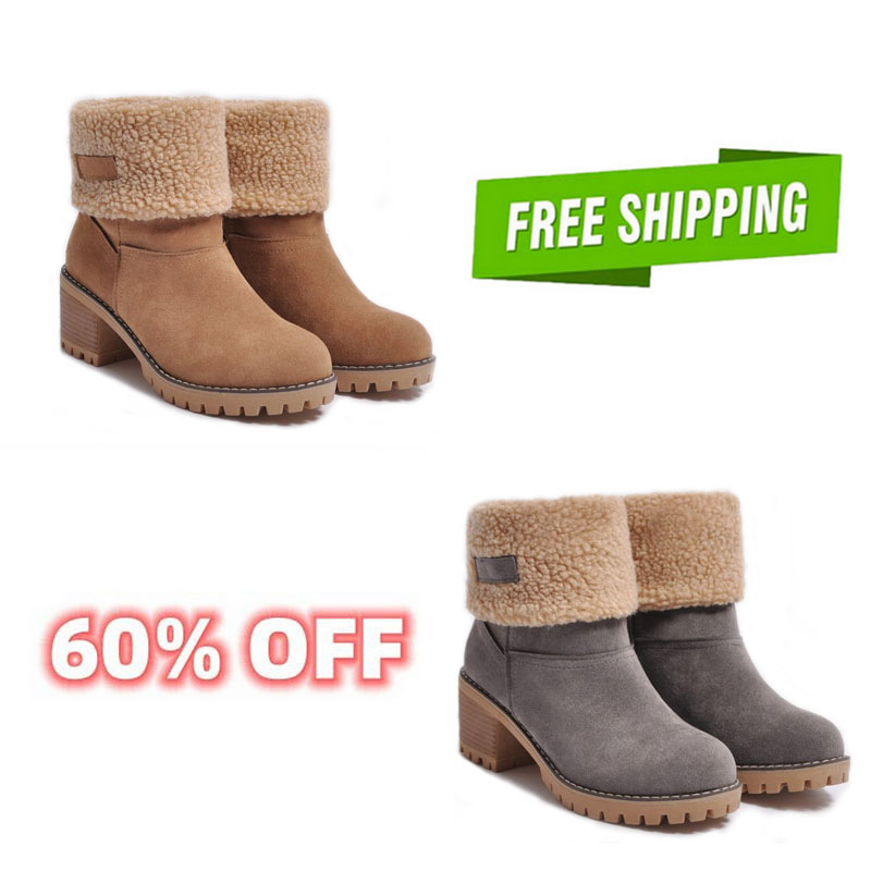 Women's Chunky Heel Round Toe Snow Boots