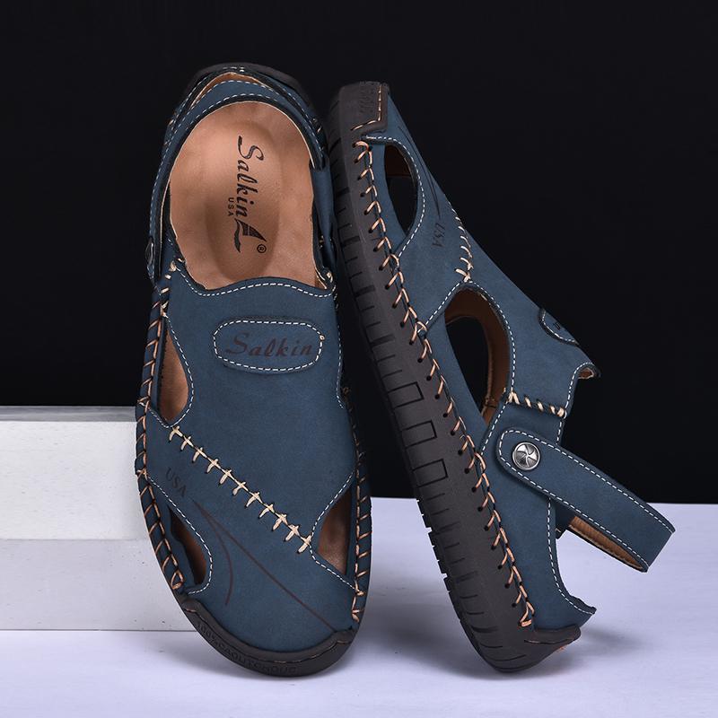  🔥Last Day 70% OFF🔥Men's Closed-Toe Leather Sandals - Dual-Purpose Outdoor Beach Dad Shoes