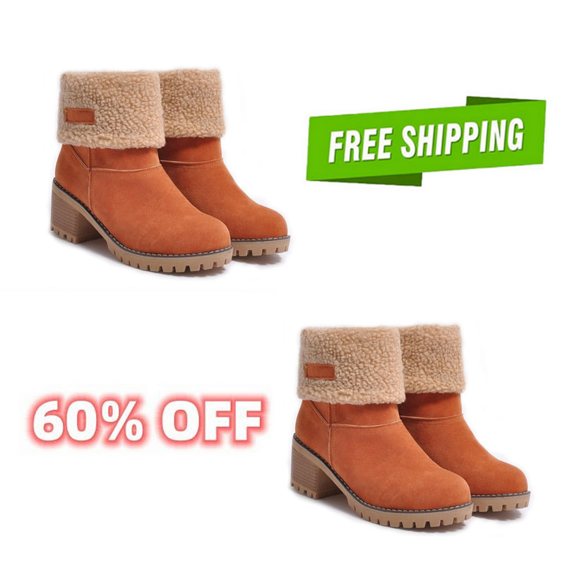 Women's Chunky Heel Round Toe Snow Boots