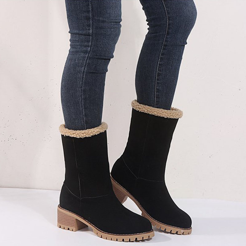 Women's Chunky Heel Round Toe Snow Boots