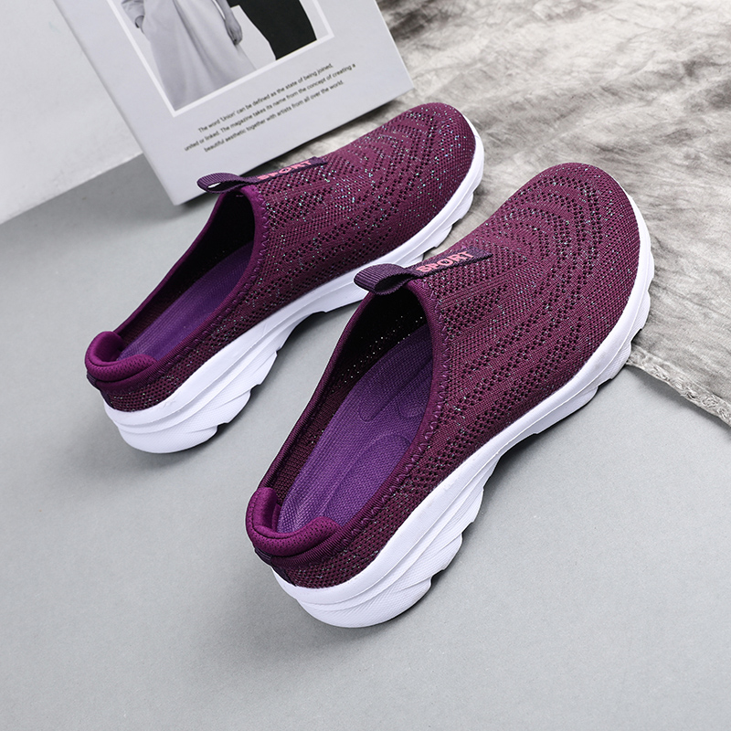 🌸🎉 Trendy Must-Have! Only a Few Left! ✨🥿💫Women's Hiking Lightweight Breathable Non-slip Knitted Flat Thick-soled Slip-on Walking Neuropathy Shoes