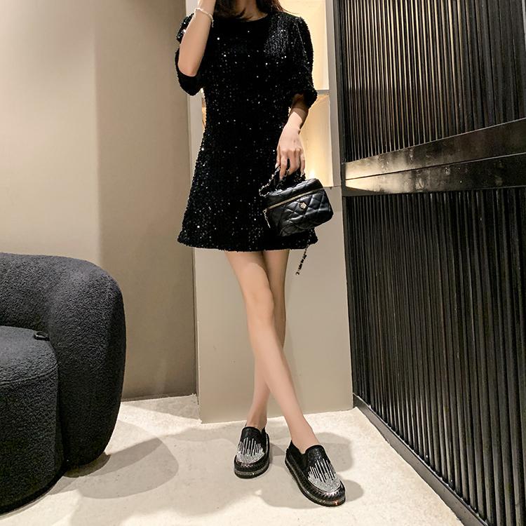 Women's Rhinestone Loafers Platform Sneakers,Casual Fashion Bling Round Toe Slip On Flats Low Cut Work Walking Shoes