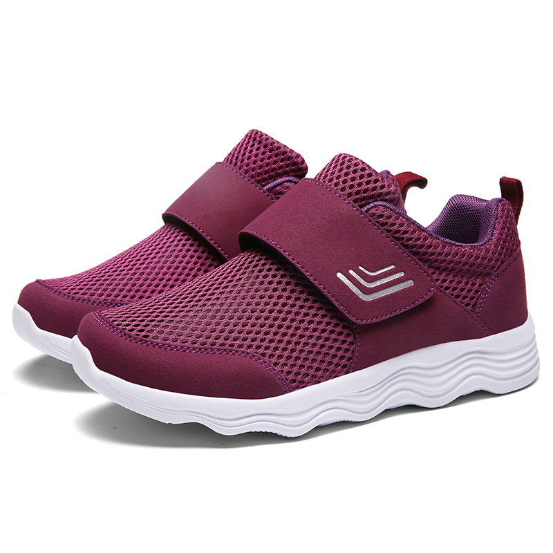 Women's Casual Comfort Walking Shoes Ultralight Flats Non-Slip Hook & Loop Fashion Sneakers