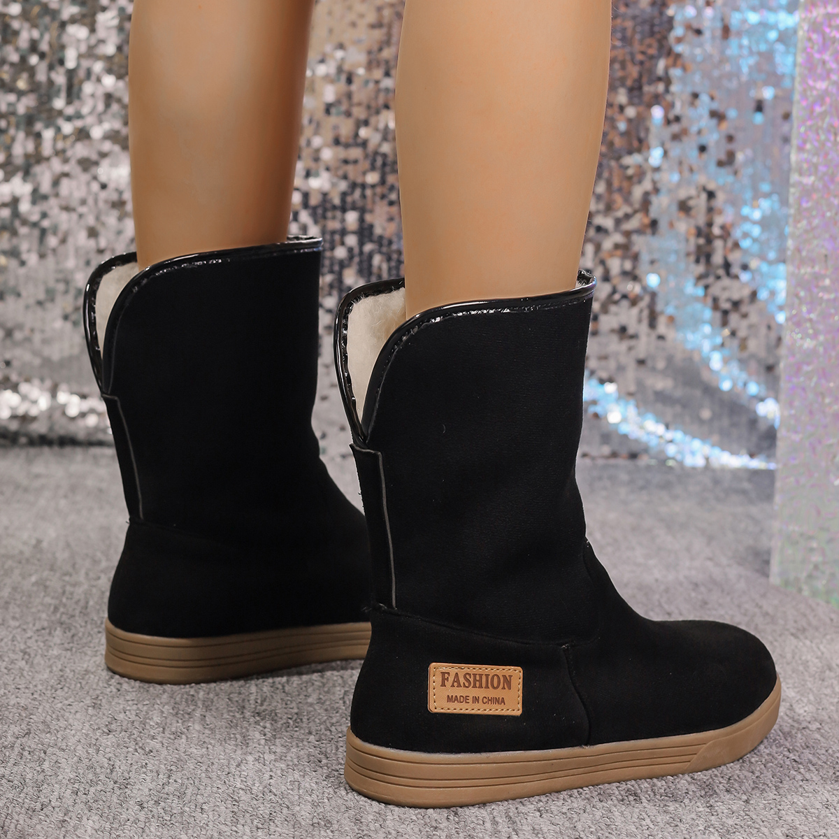 Women's Winter Boots Genuine Suede Faux Fur Lining Water Resistant Warm Snow Boots