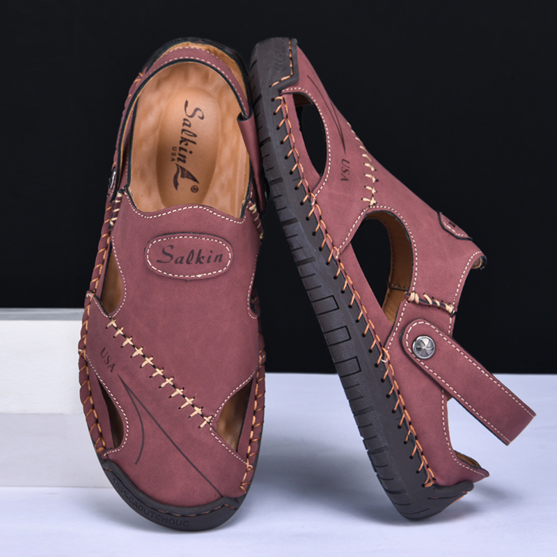  🔥Last Day 70% OFF🔥Men's Closed-Toe Leather Sandals - Dual-Purpose Outdoor Beach Dad Shoes