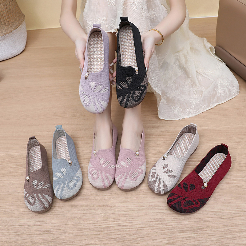 Women's Knit Slip-On Loafers, Comfortable Breathable Casual Shoes for Walking, Non-Slip Lightweight Flats for Daily Wear