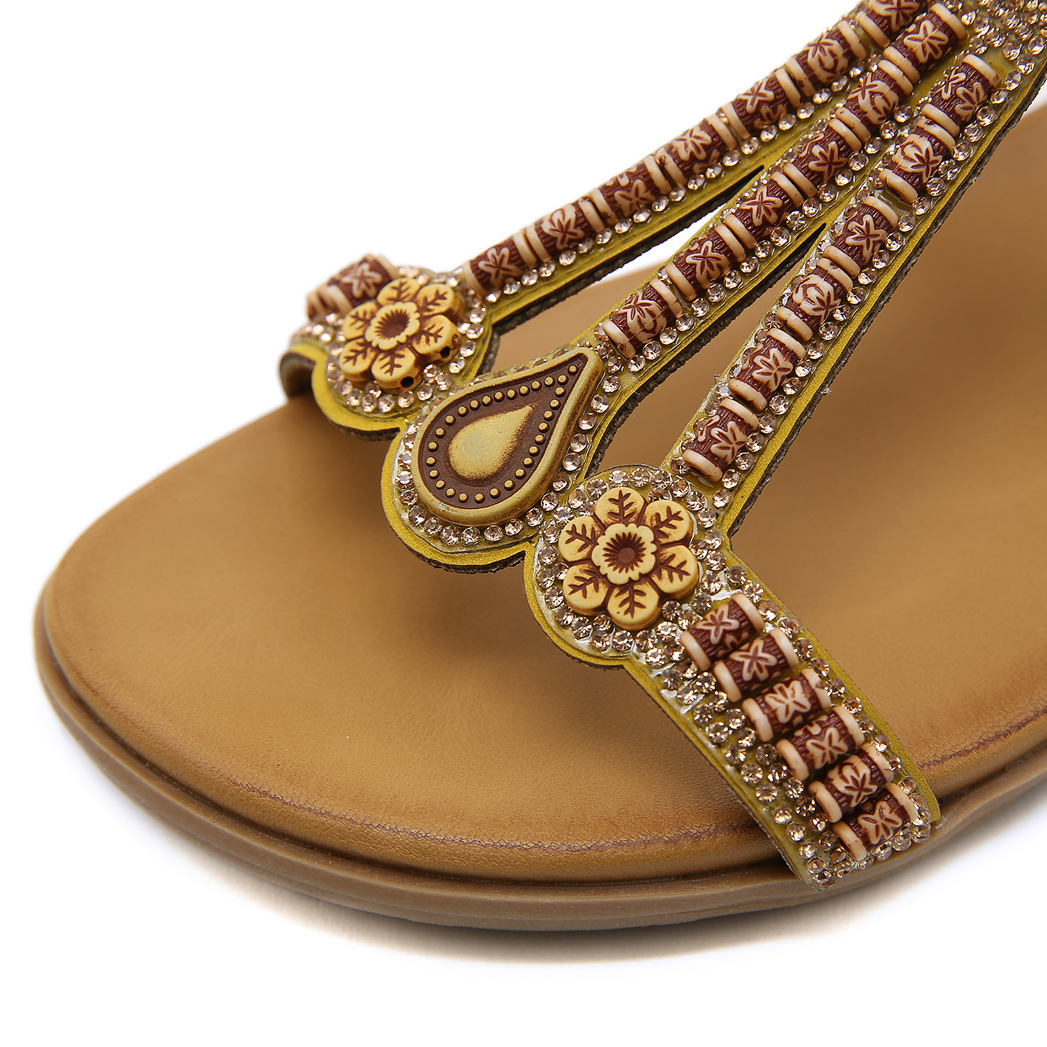🔥Last Day 60% OFF🔥2026 Women's Bohemian Beaded Sandals - Elastic Strap Lightweight Summer Wedges