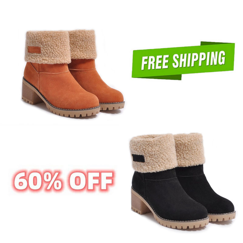 Women's Chunky Heel Round Toe Snow Boots