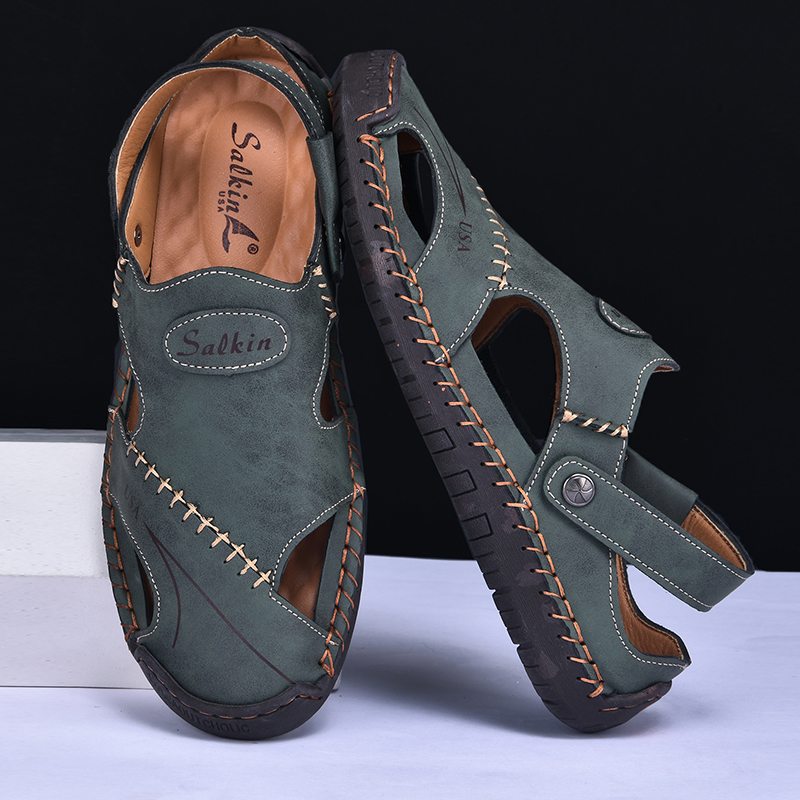  🔥Last Day 70% OFF🔥Men's Closed-Toe Leather Sandals - Dual-Purpose Outdoor Beach Dad Shoes