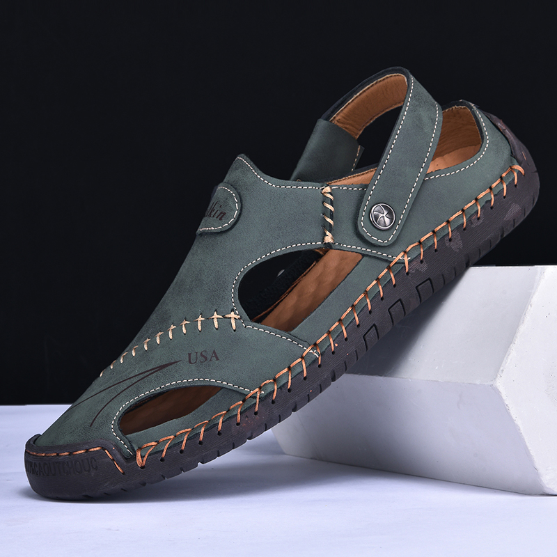 🔥Last Day 70% OFF🔥Men's Closed-Toe Leather Sandals - Dual-Purpose Outdoor Beach Dad Shoes