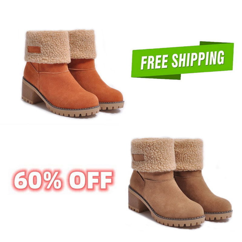 Women's Chunky Heel Round Toe Snow Boots