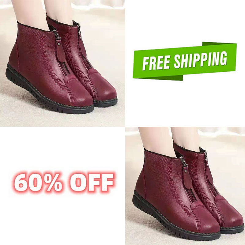 Women's Soft Leather Winter Warm Non-Slip Shoes Boots