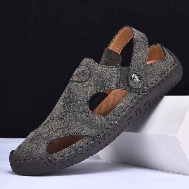  🔥Last Day 70% OFF🔥Men's Closed-Toe Leather Sandals - Dual-Purpose Outdoor Beach Dad Shoes