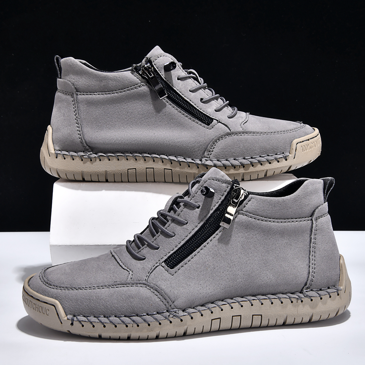  🔥Last Day 70% OFF🔥Men's Side-Zip Leather Ankle Boots - Soft Sole Casual Martin Style Shoes
