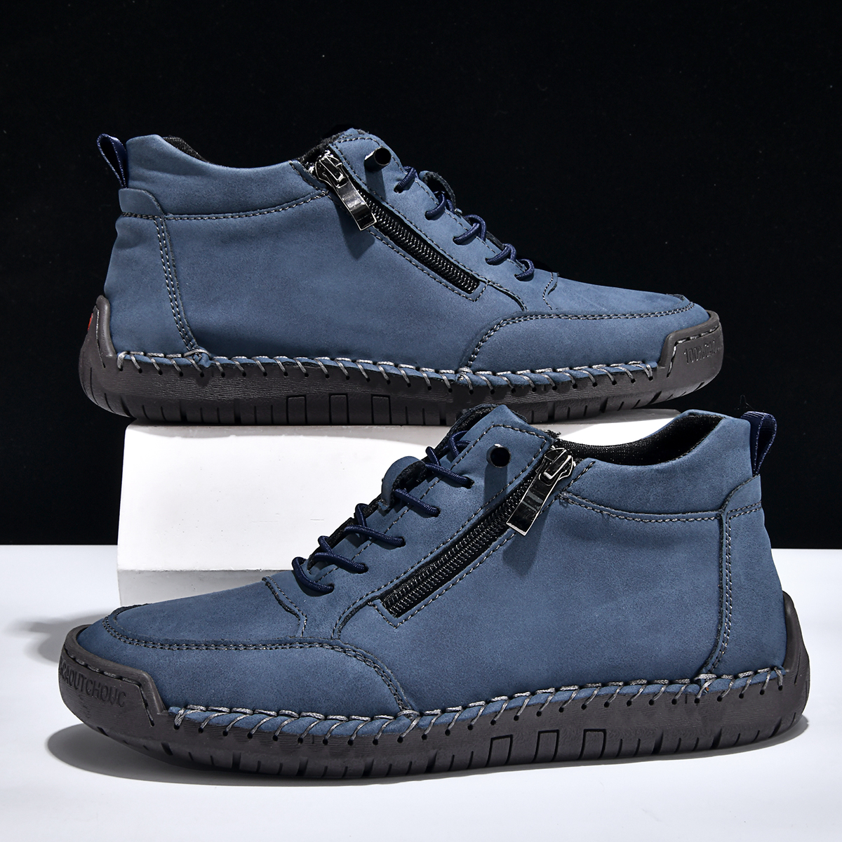  🔥Last Day 70% OFF🔥Men's Side-Zip Leather Ankle Boots - Soft Sole Casual Martin Style Shoes