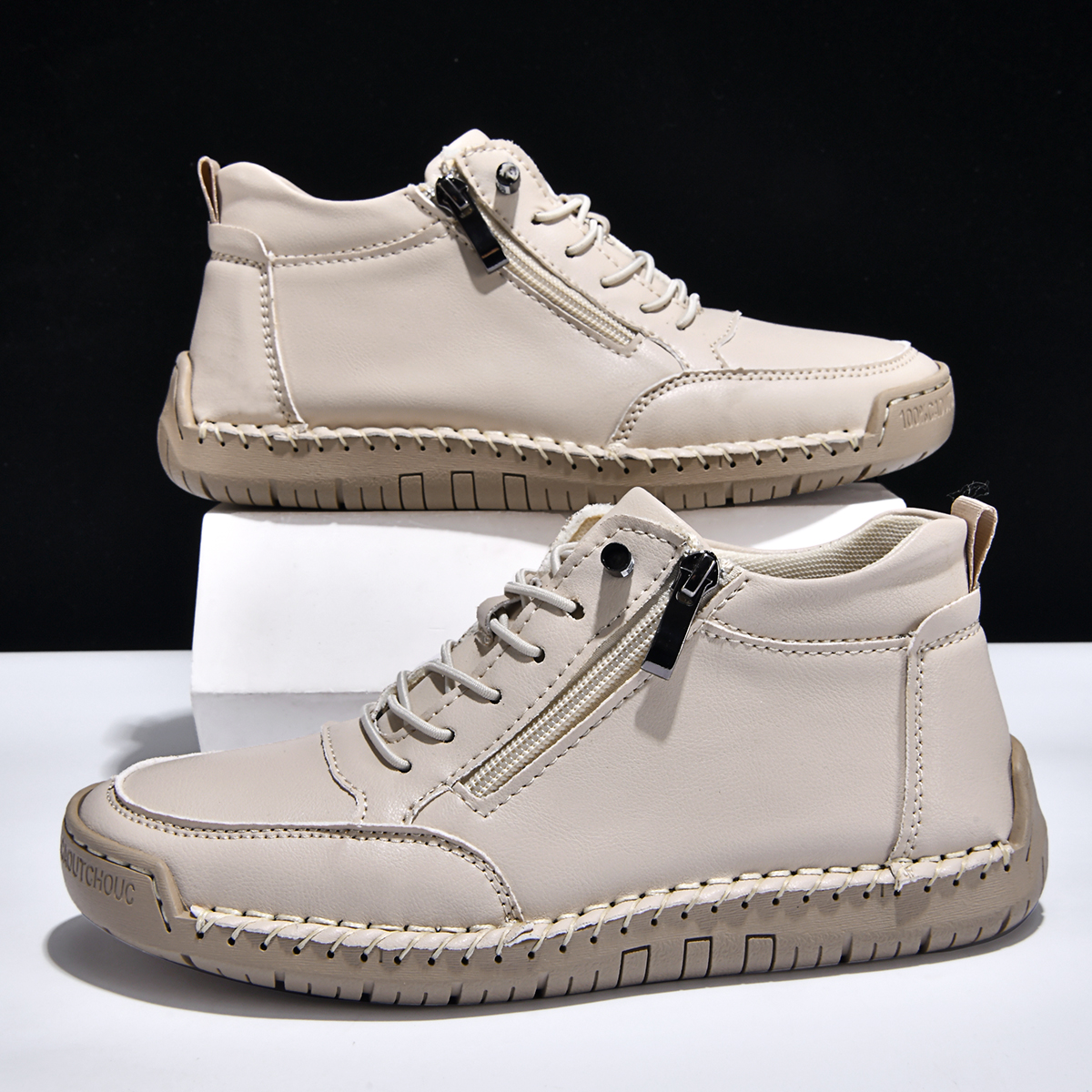  🔥Last Day 70% OFF🔥Men's Side-Zip Leather Ankle Boots - Soft Sole Casual Martin Style Shoes