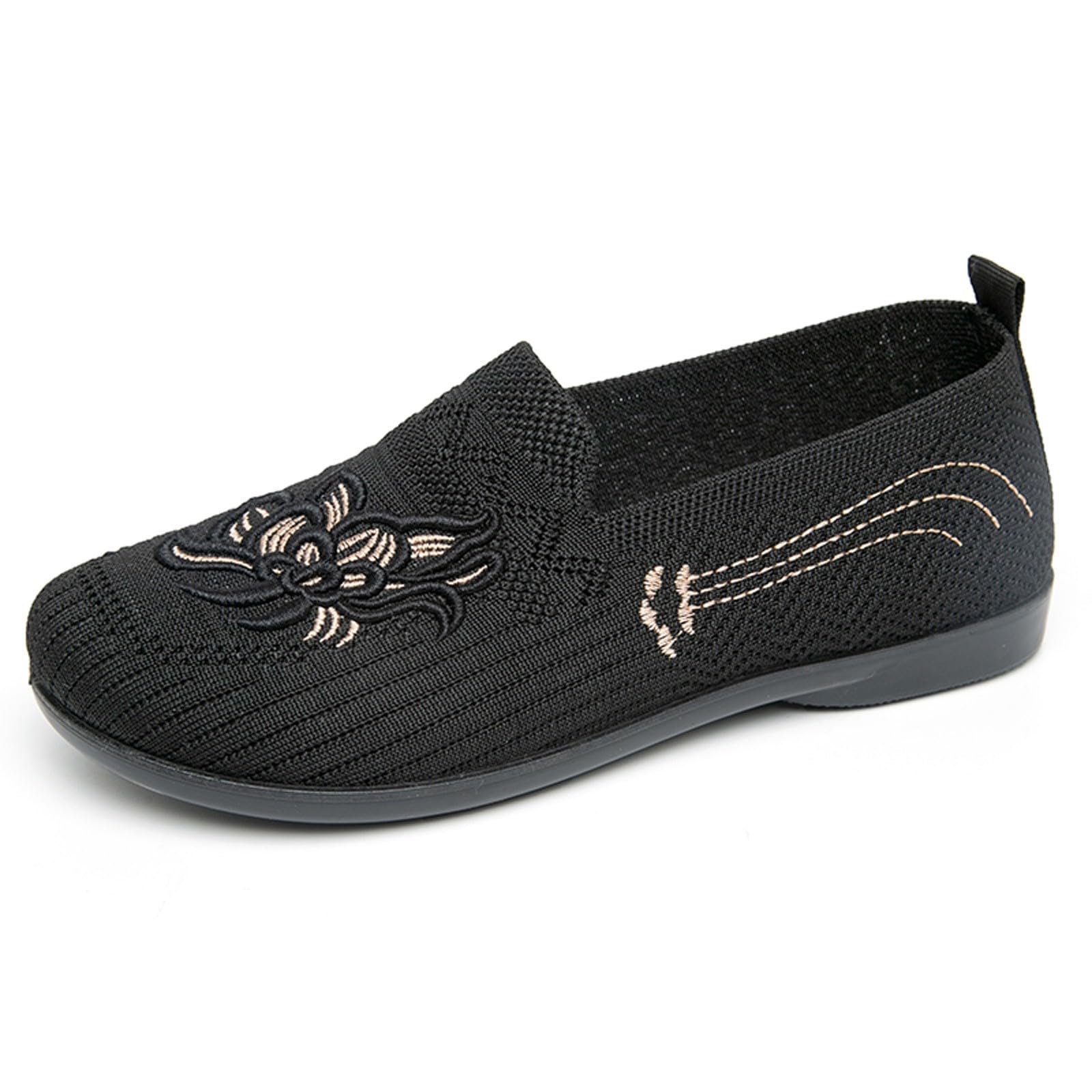 2026 Spring Embroidered Slip-On Women'S Shoes Flat Fashion Casual Mom Shoes Women'S Loafers