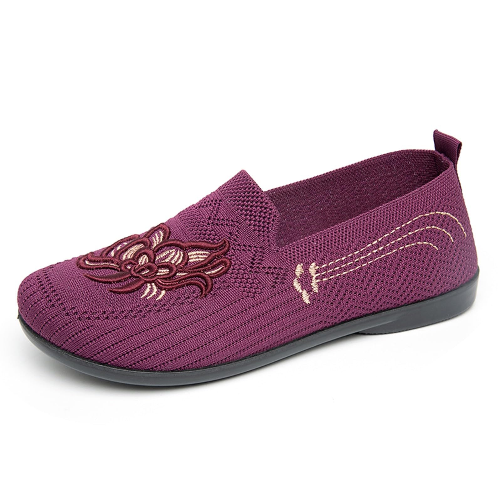 2026 Spring Embroidered Slip-On Women'S Shoes Flat Fashion Casual Mom Shoes Women'S Loafers
