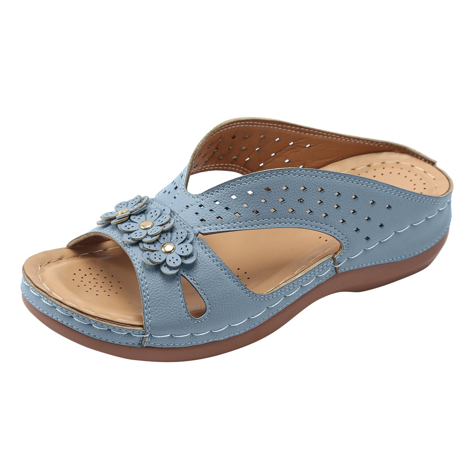 Fashionable Flat Slippers For Women 2026 New Style Hollow Flower One-Line Simple Fish Mouth Slippers