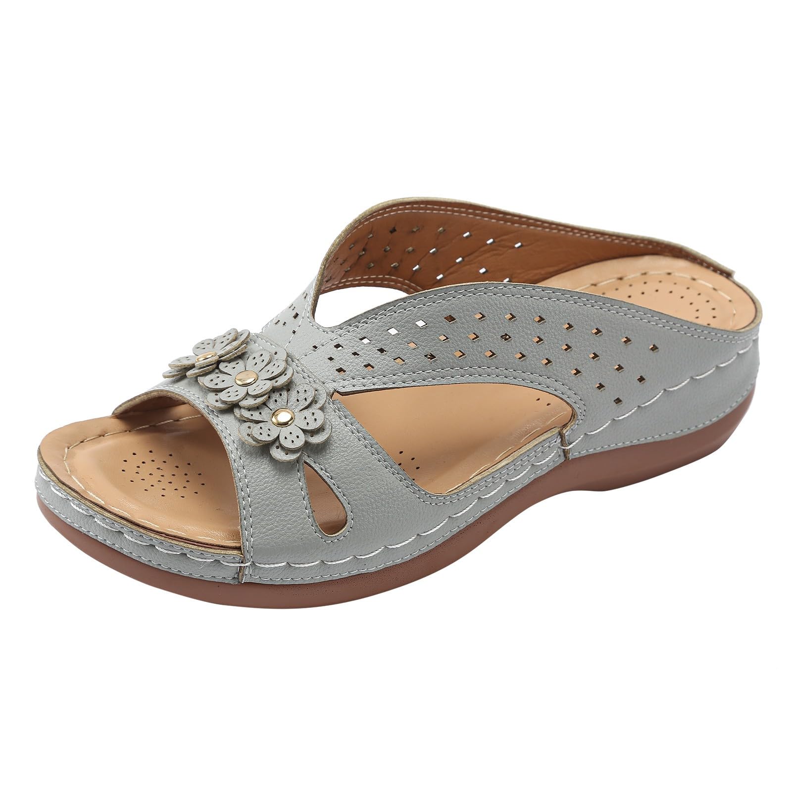 Fashionable Flat Slippers For Women 2026 New Style Hollow Flower One-Line Simple Fish Mouth Slippers
