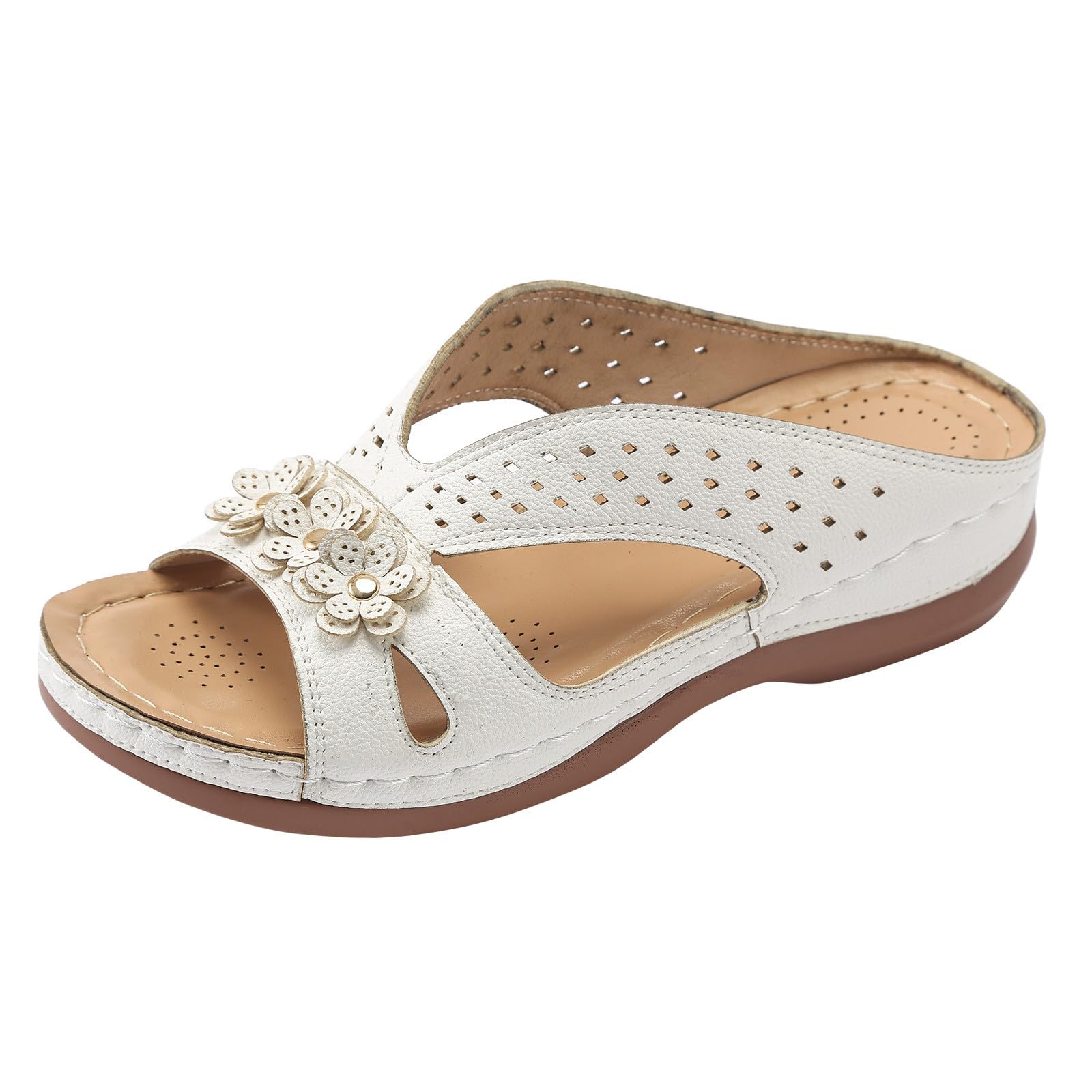 Fashionable Flat Slippers For Women 2026 New Style Hollow Flower One-Line Simple Fish Mouth Slippers