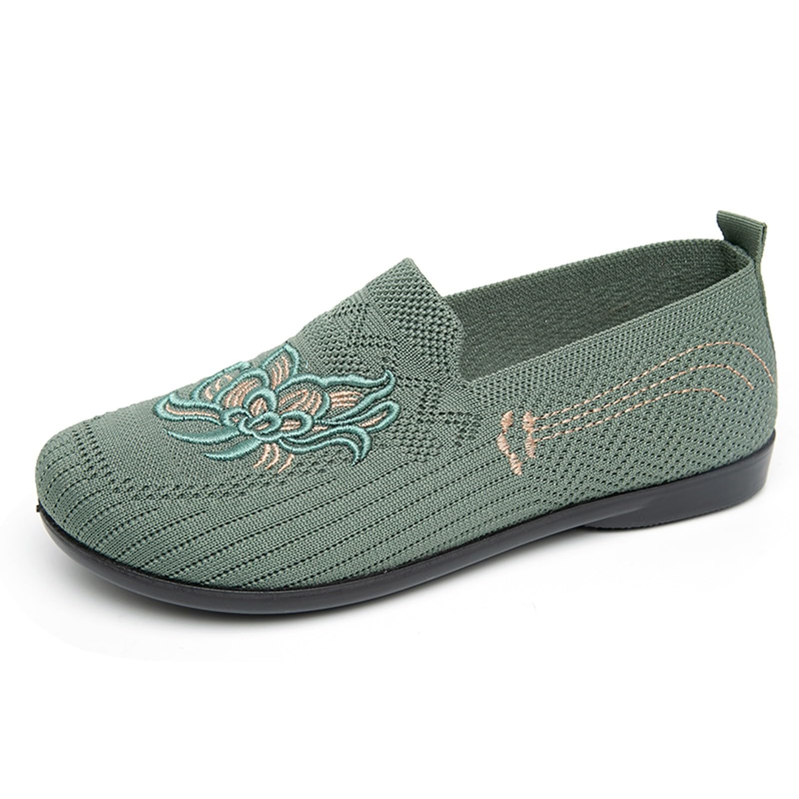 2026 Spring Embroidered Slip-On Women'S Shoes Flat Fashion Casual Mom Shoes Women'S Loafers