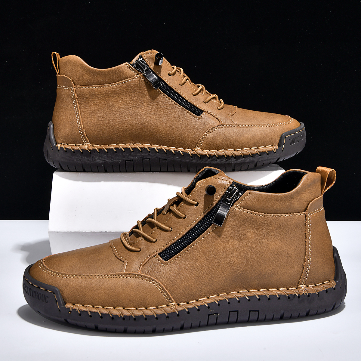  🔥Last Day 70% OFF🔥Men's Side-Zip Leather Ankle Boots - Soft Sole Casual Martin Style Shoes