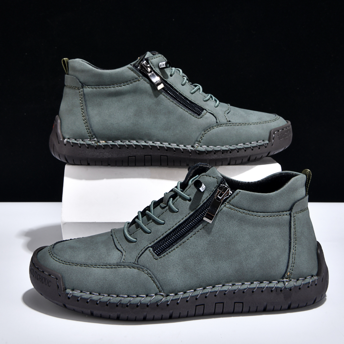  🔥Last Day 70% OFF🔥Men's Side-Zip Leather Ankle Boots - Soft Sole Casual Martin Style Shoes