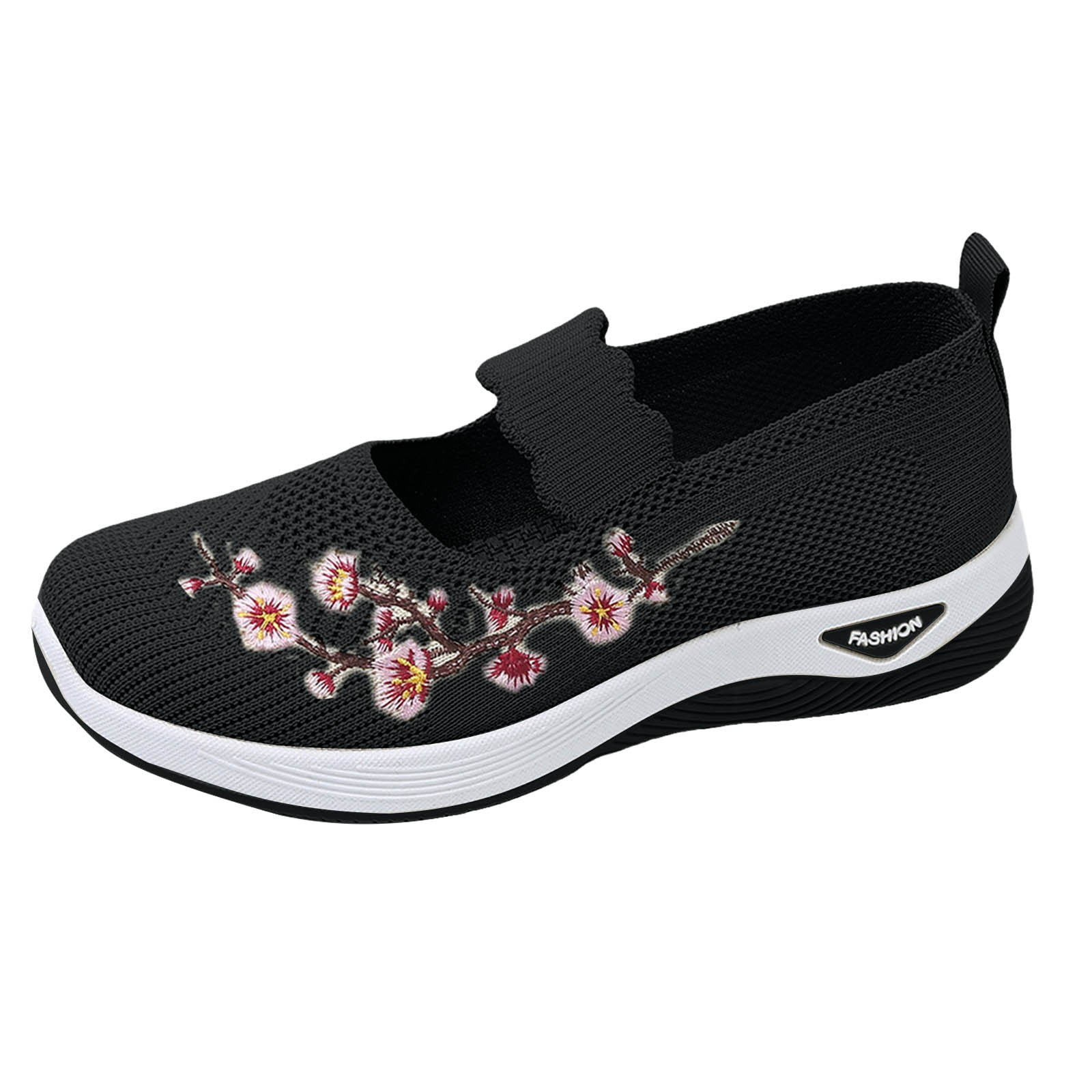 Stylish Embroidered Comfort Walking Shoes for Women, Breathable Casual Sneakers for Everyday
