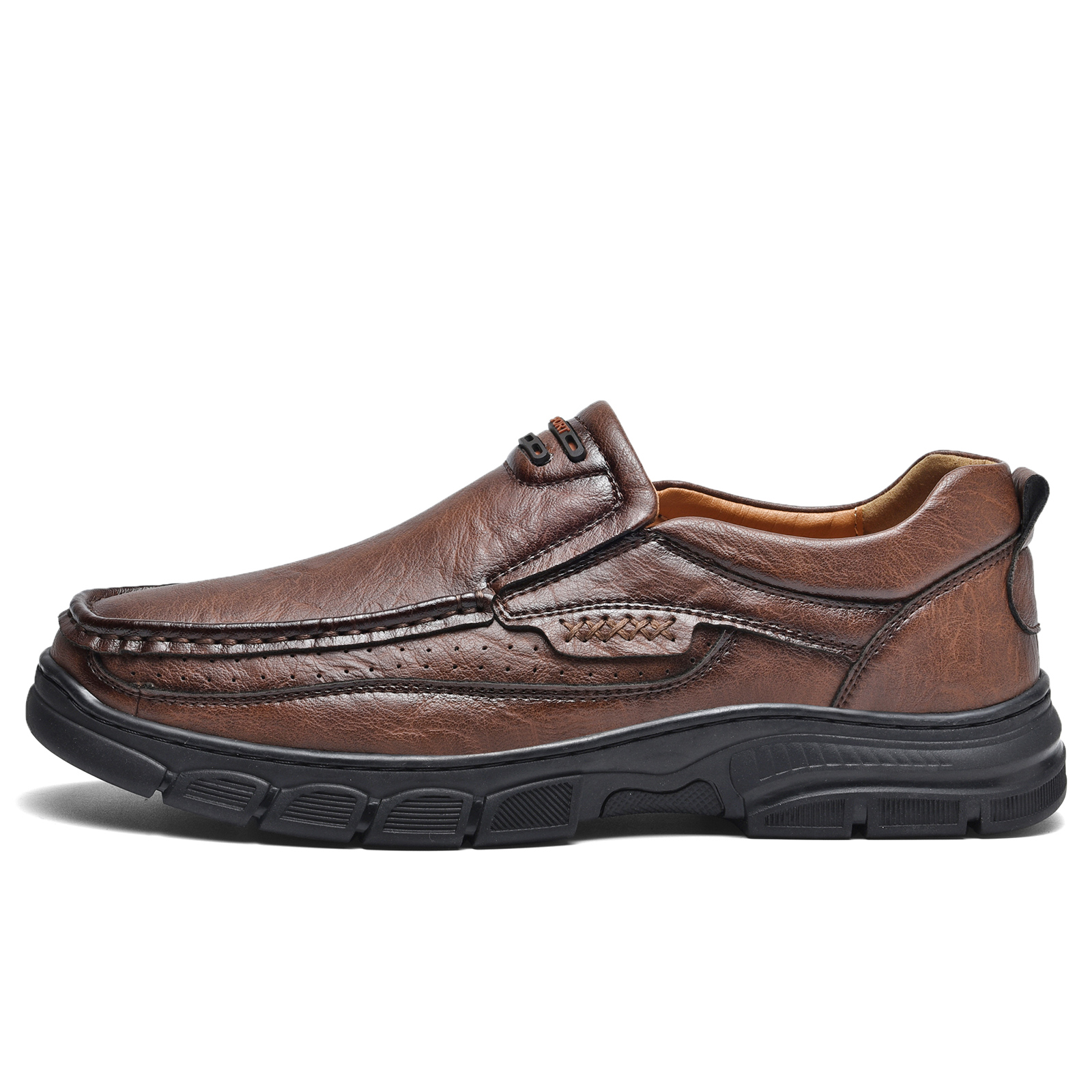 🔥Last Day 60% OFF🔥Men's Genuine Leather Slip-On Shoes, Thick-Soled Casual Hiking & Outdoor Loafers, Comfortable Footwear in Big Sizes