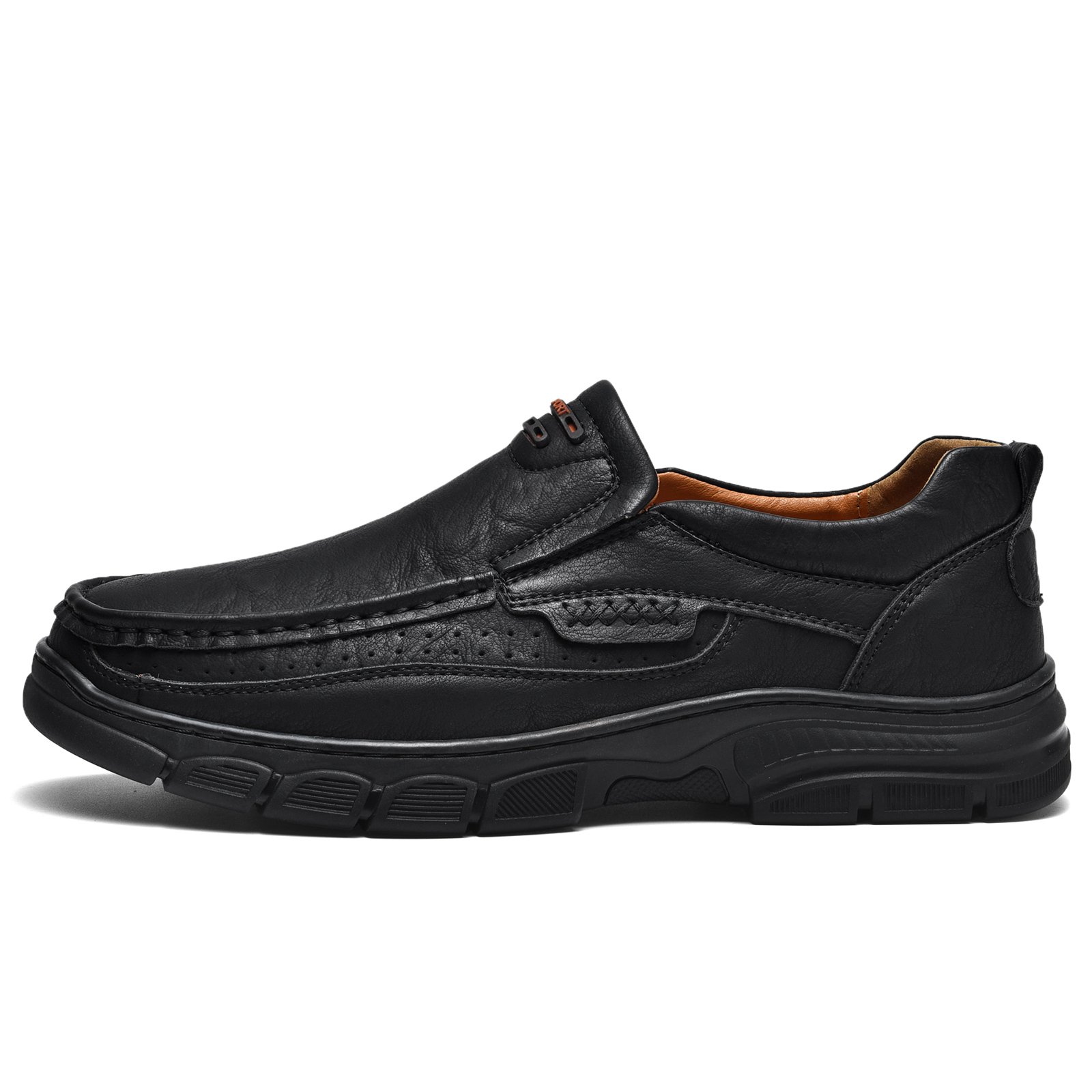 🔥Last Day 60% OFF🔥Men's Genuine Leather Slip-On Shoes, Thick-Soled Casual Hiking & Outdoor Loafers, Comfortable Footwear in Big Sizes