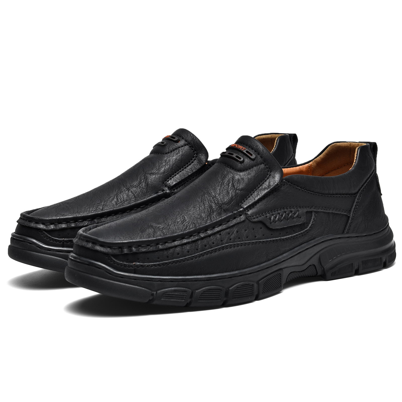 🔥Last Day 60% OFF🔥Men's Genuine Leather Slip-On Shoes, Thick-Soled Casual Hiking & Outdoor Loafers, Comfortable Footwear in Big Sizes