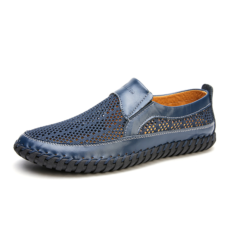 Cross-Border Amazon Summer Sandals Men'S Breathable Mesh Shoes 50 Large Sizes Comfortable Soft Sole Slip-On Leather Shoes Dad Shoes