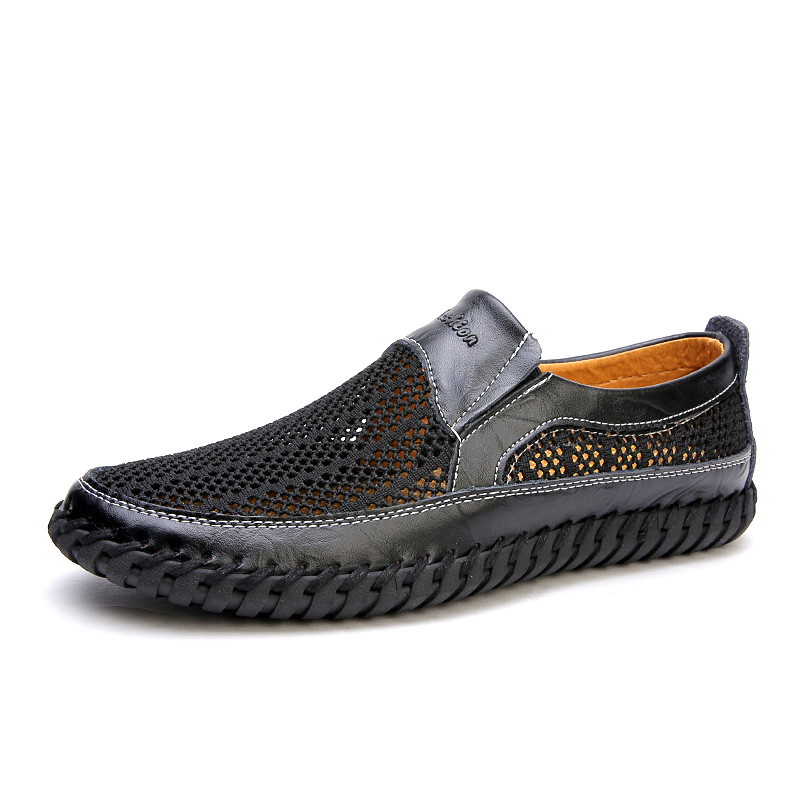 Cross-Border Amazon Summer Sandals Men'S Breathable Mesh Shoes 50 Large Sizes Comfortable Soft Sole Slip-On Leather Shoes Dad Shoes