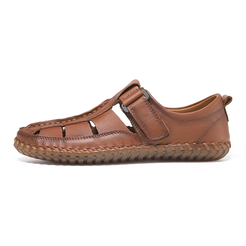 🔥Last Day 60% OFF🔥Men's Closed-Toe Leather Roman Sandals - Breathable Non-Slip Summer Beach Shoes