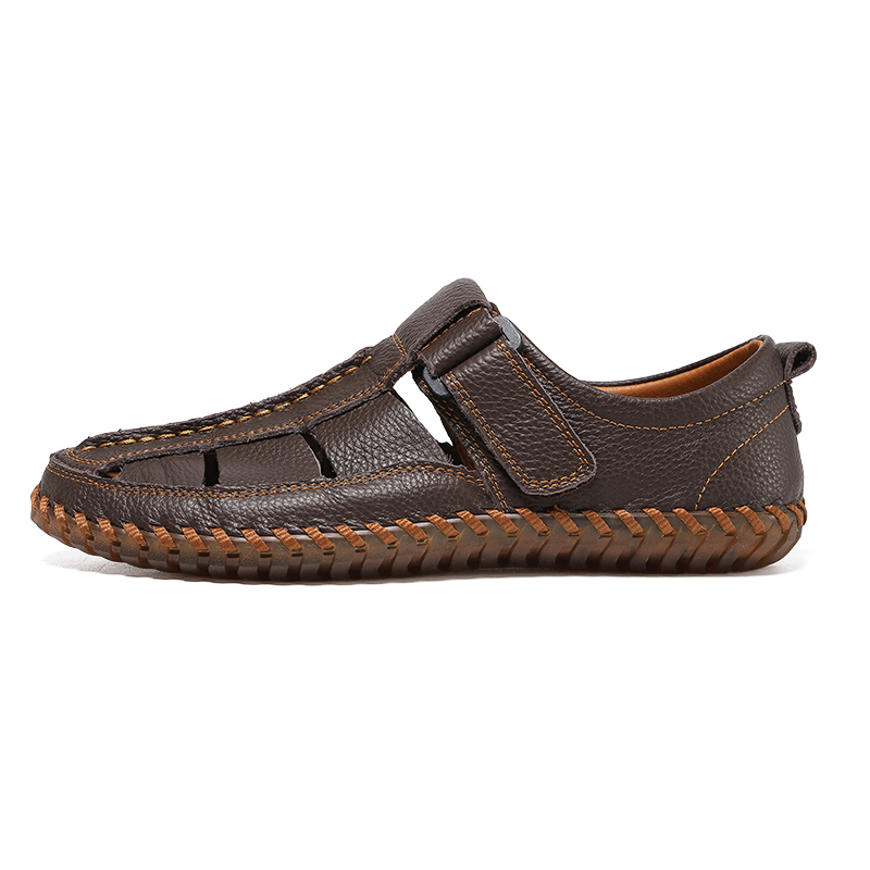 🔥Last Day 60% OFF🔥Men's Closed-Toe Leather Roman Sandals - Breathable Non-Slip Summer Beach Shoes