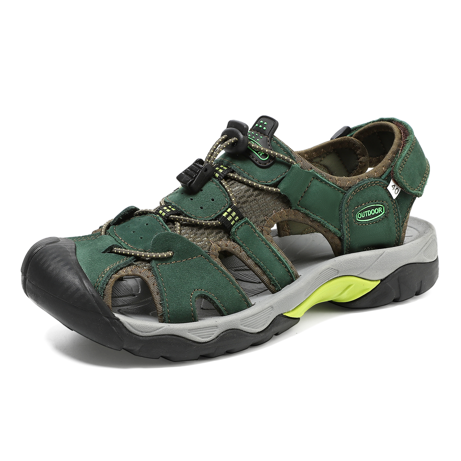 🔥Last Day 60% OFF🔥Men's Genuine Leather Closed-Toe Outdoor Sandals, Protective Non-Slip Casual Beach & Hiking Shoes