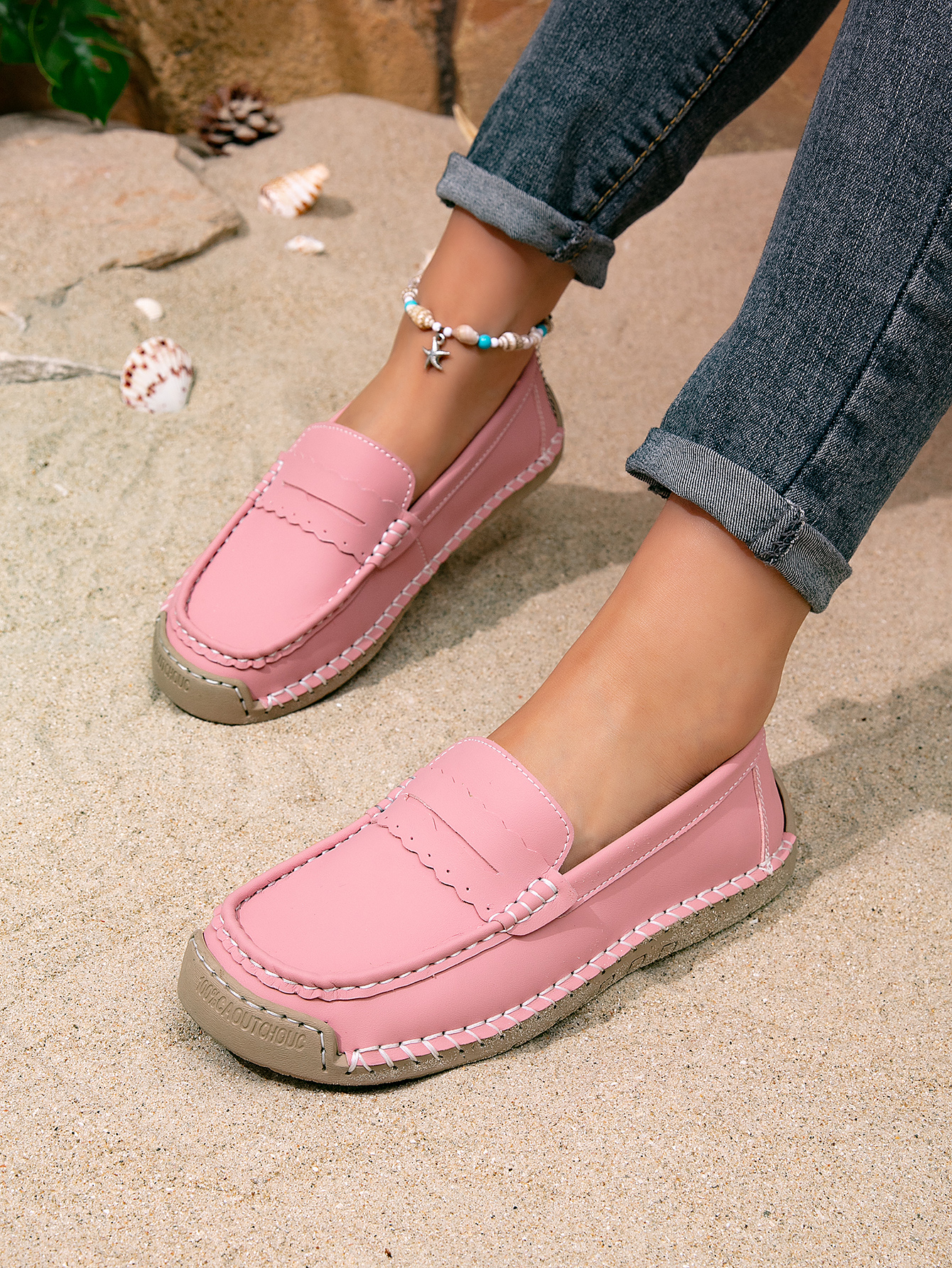 2025 Cross-Border Amazon Popular Spring And Autumn Large Size Women'S Shoes Anti-Slip Soft Sole Casual Shoes Hand-Stitched Mother'S Shoes