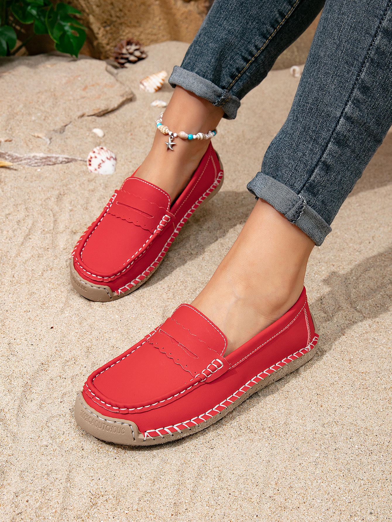 2025 Cross-Border Amazon Popular Spring And Autumn Large Size Women'S Shoes Anti-Slip Soft Sole Casual Shoes Hand-Stitched Mother'S Shoes