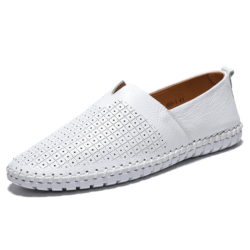 Cross-Border Popular Large Size Men'S Casual Shoes Slip-On Toe-Grain Cowhide Lazy Shoes Leather Shoes 48 Yards 49 Yards 50 Yards