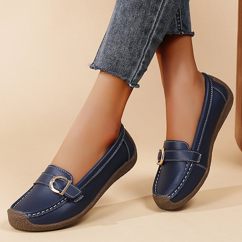 2024 New Loafers Casual Women'S Flat Shoes Soft Sole Soft Surface Mom'S Shoes Comfortable Large Size Beanie Women'S Shoes