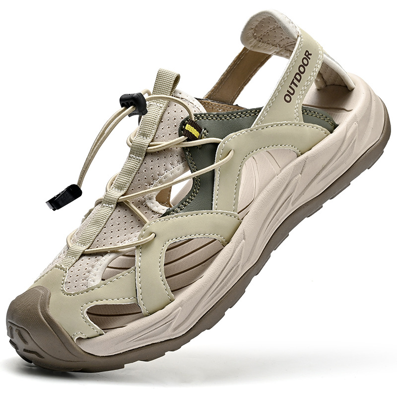  🔥Last Day 70% OFF🔥Men's Hand-Stitched Closed-Toe Leather Sandals, Breathable Hollow Out Roman Style Summer Shoes,