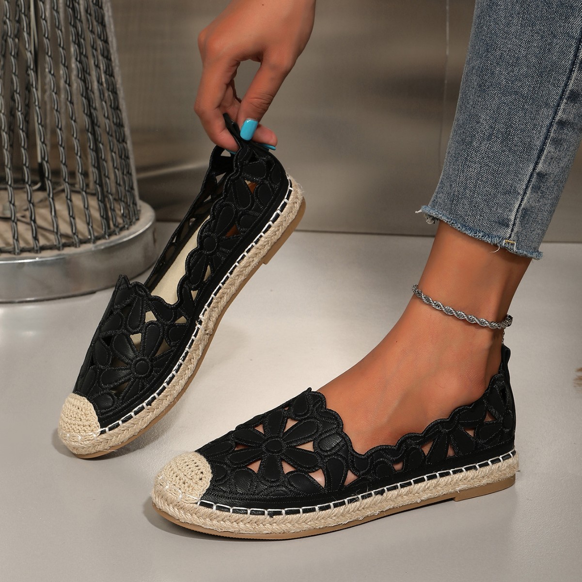 Casual Vacation Straw Sole Flats for Women's All-Day Comfort