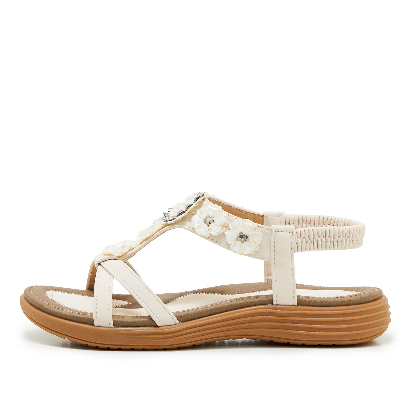  🔥Last Day 70% OFF🔥 Women's 2026 Bohemian Floral Rhinestone Sandals, Elastic Ankle Strap Comfortable Non-Slip Summer 