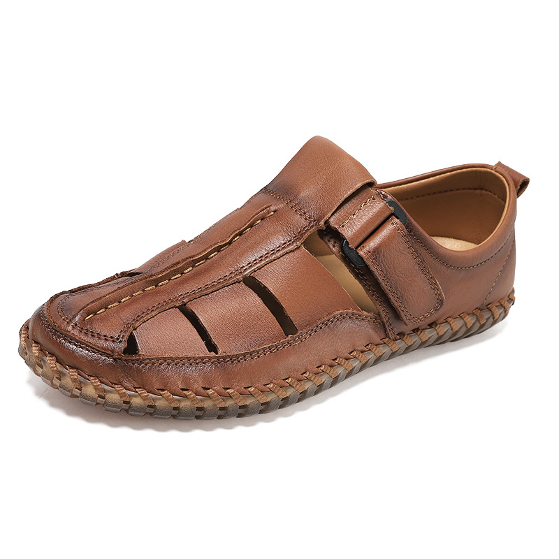 Cross-Border Amazon Summer Men'S Toe-Toe Sandals, Breathable New Large Size Beach Shoes, Hollow Roman Woven Sandals