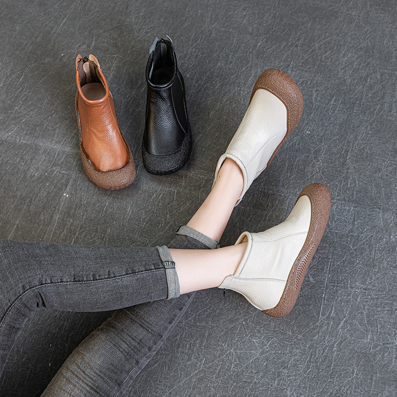 🌸🎉 Trendy Must-Have! Only a Few Left! ✨🥿💫Women's Everyday Comfort Non-Slip Arch Support Leather Back Zipper Boots