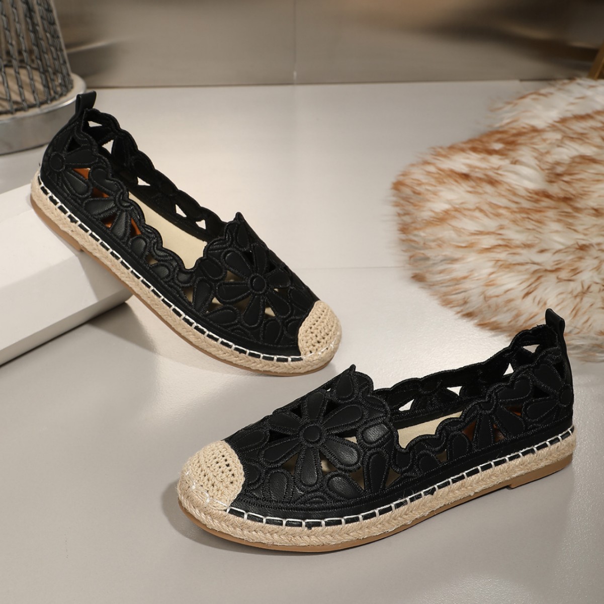 Casual Vacation Straw Sole Flats for Women's All-Day Comfort