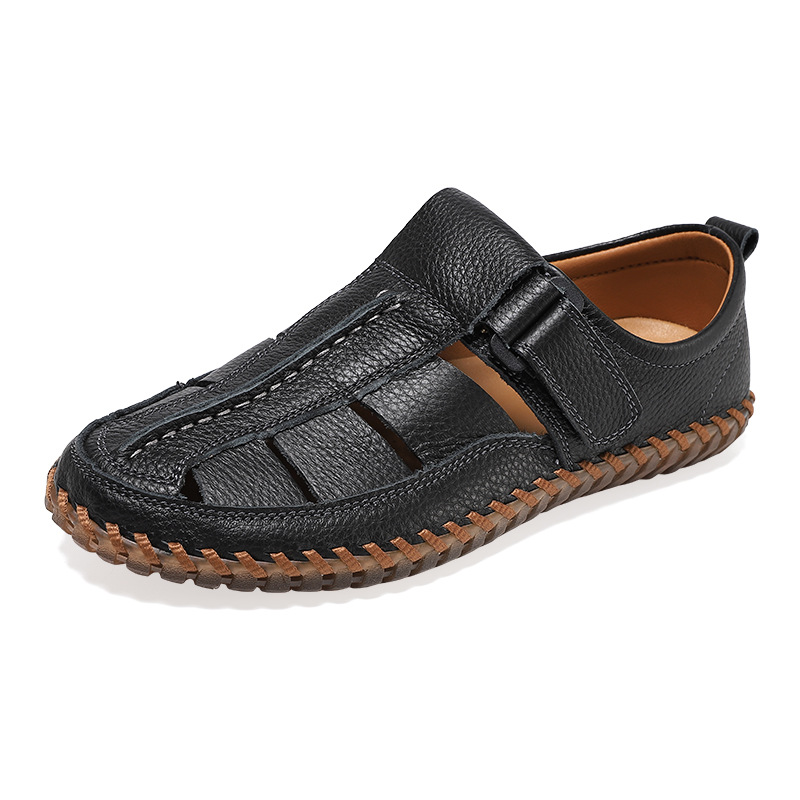 Cross-Border Amazon Summer Men'S Toe-Toe Sandals, Breathable New Large Size Beach Shoes, Hollow Roman Woven Sandals